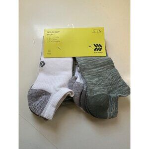 All in Motion Kids No-Show Socks 6 Pack - Green and White size L shoes 3-7 NWT